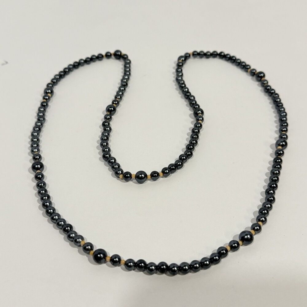 Vintage Silver Tone Beaded Statement Necklace Long Strand - Picture 13 of 15